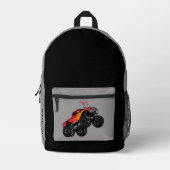 Rood & Zwart Jongens' Naam Gepersonaliseerde Monst Bedrukte Rugzak (Voorkant)