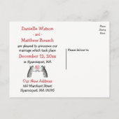 Rood & Zwart Just Married Giraffe Love Wedding Aankondigingskaart (Achterkant)