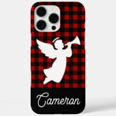 Rood & zwart kariert met engel en eigen naam Case-Mate iPhone case (Achterkant)