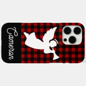 Rood & zwart kariert met engel en eigen naam Case-Mate iPhone case (Achterkant (horizontaal))