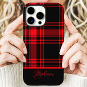 Rood Zwart Karo Eigen Naam Case-Mate iPhone Case