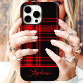 Rood Zwart Karo Eigen Naam Case-Mate iPhone Case
