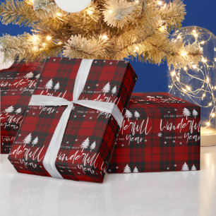 Rood Zwart Karo Meest Wonderbaarlijke Tijd Van Het Cadeaupapier