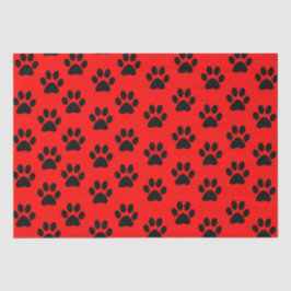 Rood Zwart Kat Paw Hond Paw Dier Paw Patroon Tissuepapier