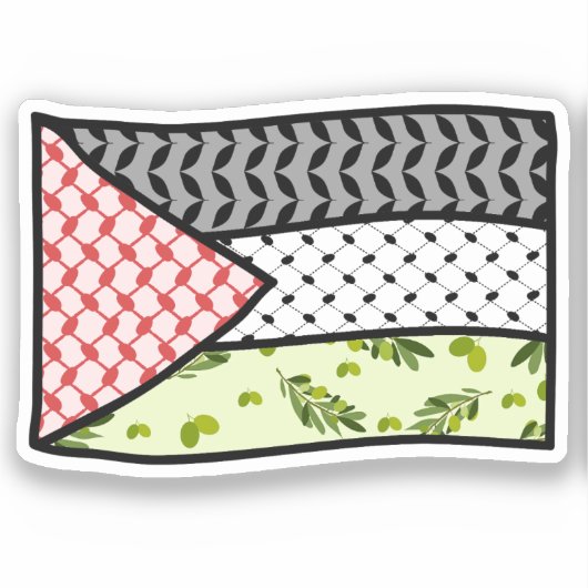 Rood & Zwart Keffiyeh Palestina Vlag Erfgoed Sticker (Voorkant)