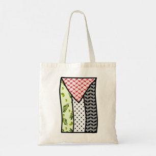 Rood & Zwart Keffiyeh Palestina Vlag Erfgoed Tote Bag