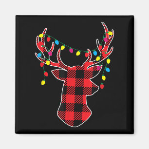Rood Zwart Kerst Buffalo Plaid Hert Vrouwen Mannen Magneet