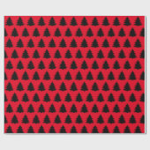 Rood | Zwart kerstboompapier Cadeaupapier (Vlak)