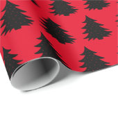 Rood | Zwart kerstboompapier Cadeaupapier (Rol Hoek)