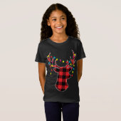 Rood Zwart Kerstcadeaus Buffel Plaid Herten T-shirt (Voorkant volledig)