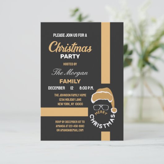 Rood Zwart Kerstfeest Kaart (Staand voorkant)