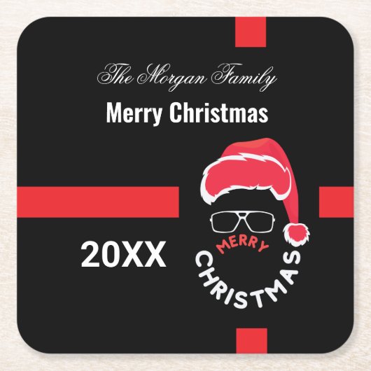 Rood Zwart Kerstfeest Kartonnen Onderzetters (Voorkant)