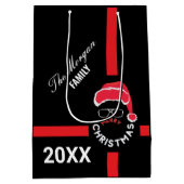 Rood Zwart Kerstfeest Medium Cadeauzakje (Achterkant)