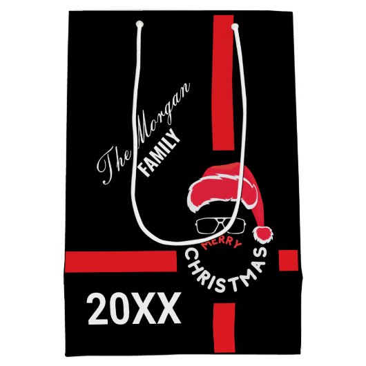 Rood Zwart Kerstfeest Medium Cadeauzakje (Achterkant)