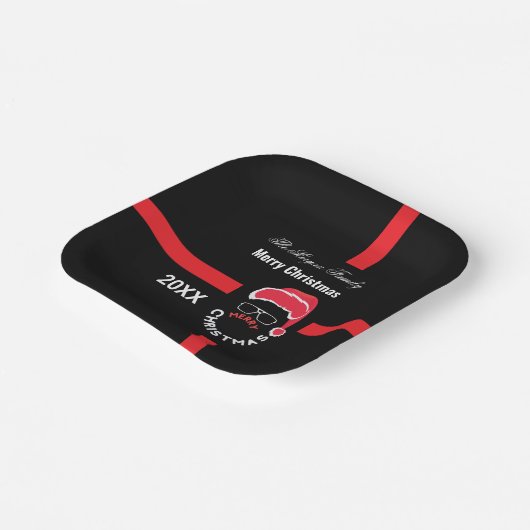 Rood Zwart Kerstfeest Papieren Bordje (Gebogen)