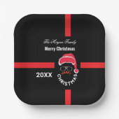 Rood Zwart Kerstfeest Papieren Bordje (Voorkant)