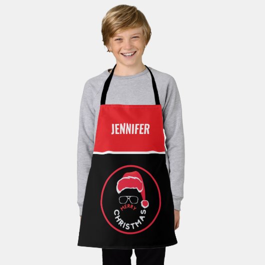 Rood Zwart Kerstfeest Schort (Gedragen)