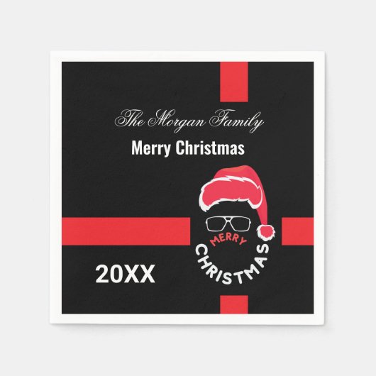 Rood Zwart Kerstfeest Servet (Voorkant)