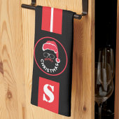 Rood Zwart Kerstfeest Theedoek