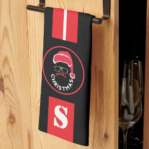 Rood Zwart Kerstfeest Theedoek