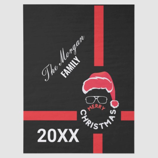 Rood Zwart Kerstfeest Tissuepapier (Voorkant)