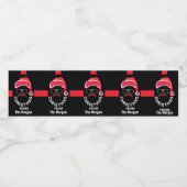 Rood Zwart Kerstfeest Waterfles Etiket (Enkel label)