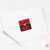 Rood & Zwart Klasse van 2024 Afstuderen Vierkante Sticker (Envelop)