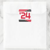 Rood & Zwart Klasse van '24 Afstuderen Vierkante Sticker (Tas)