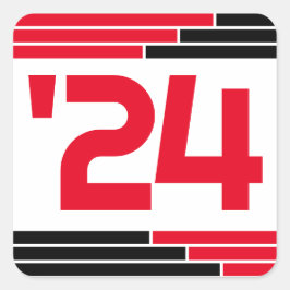 Rood & Zwart Klasse van '24 Afstuderen Vierkante Sticker