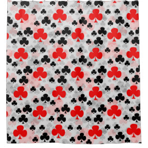 Rood Zwart Klaver Club Abstract Patroon Design Douchegordijn