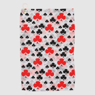 Rood Zwart Klaver Club Abstract Patroon Design Golfhanddoek