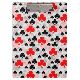 Rood Zwart Klaver Club Abstract Patroon Design Klembord
