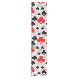 Rood Zwart Klaver Club Abstract Patroon Design Korte Tafelloper