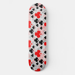 Rood Zwart Klaver Club Abstract Patroon Design Persoonlijk Skateboard