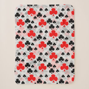 Rood Zwart Klaver Club Abstract Patroon Design Sherpa Deken