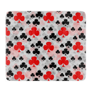 Rood Zwart Klaver Club Abstract Patroon Design Snijplank