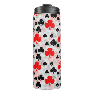 Rood Zwart Klaver Club Abstract Patroon Design Thermosbeker