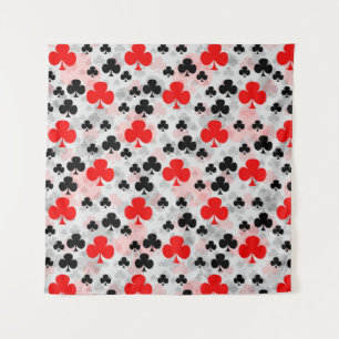 Rood Zwart Klaver Club Abstract Patroon Design Wandkleed