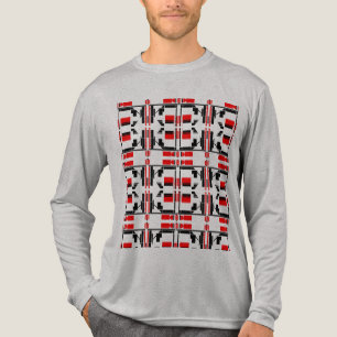 Rood Zwart Kleine Tegelvormen Lijnen Art Design Tri-Blend Shirt
