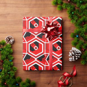 Rood Zwart Kleurrijk Geometrisch Inpakpapier