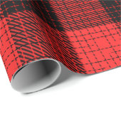 Rood Zwart Kruisraster Buffalo Check Cadeaupapier (Rol Hoek)