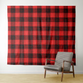 Rood Zwart Kruisraster Buffalo Check Wandkleed (In Situ (horizontaal))