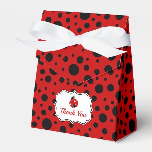 Rood Zwart Ladybug Lijst Polka Dots Kids Verjaarda Bedankdoosjes (Voorkant Zijde)