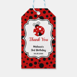 Rood Zwart Ladybug Lijst Polka Dots Kids Verjaarda Cadeaulabel