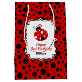 Rood Zwart Ladybug Lijst Polka Dots Kids Verjaarda Medium Cadeauzakje (Voorkant)