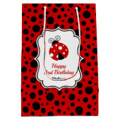 Rood Zwart Ladybug Lijst Polka Dots Kids Verjaarda Medium Cadeauzakje (Achterkant)