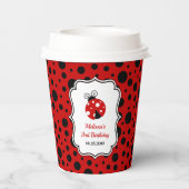 Rood Zwart Ladybug Lijst Polka Dots Kids Verjaarda Papieren Bekers (Achterkant)