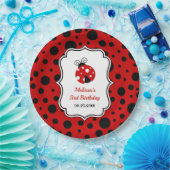 Rood Zwart Ladybug Lijst Polka Dots Kids Verjaarda Papieren Bordje (Feest)