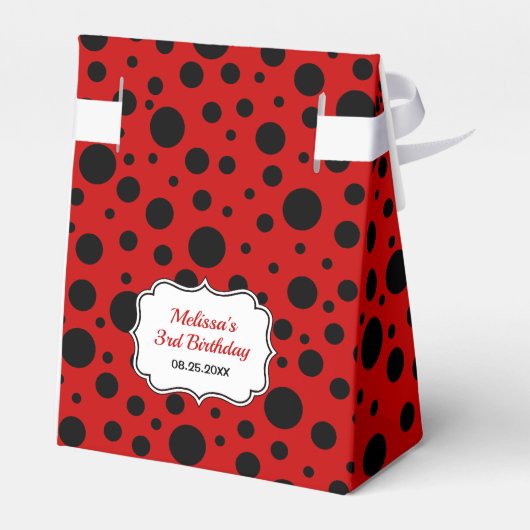 Rood Zwart Ladybug Lijst Polka Dots Verjaardag Bed Bedankdoosjes (Achterkant)