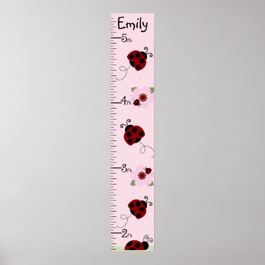 Rood & zwart, ladybugs Groeigrafiek houdt bij 8x44 Poster (Voorkant)
